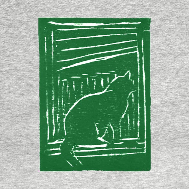 Window Cat (green) by Hokusai's Kitten